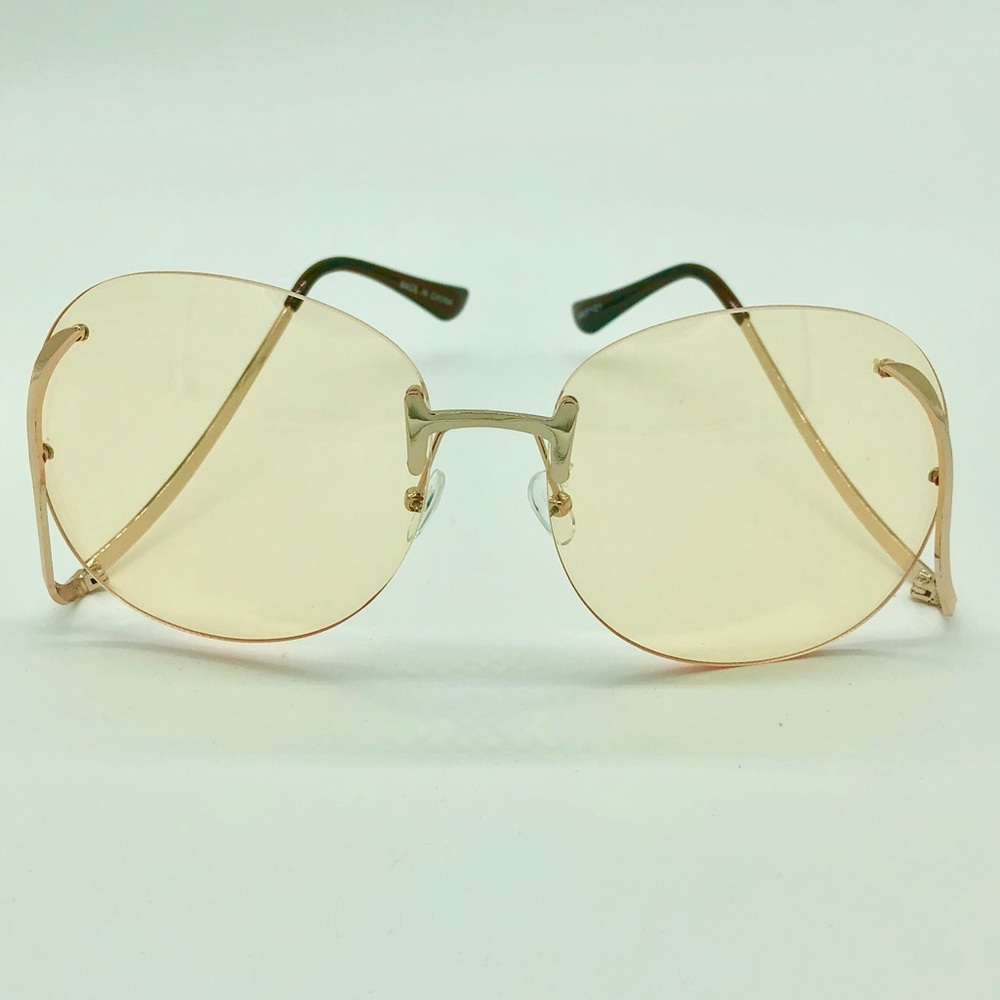 Gold & Yellow Round Sunglasses w/Case